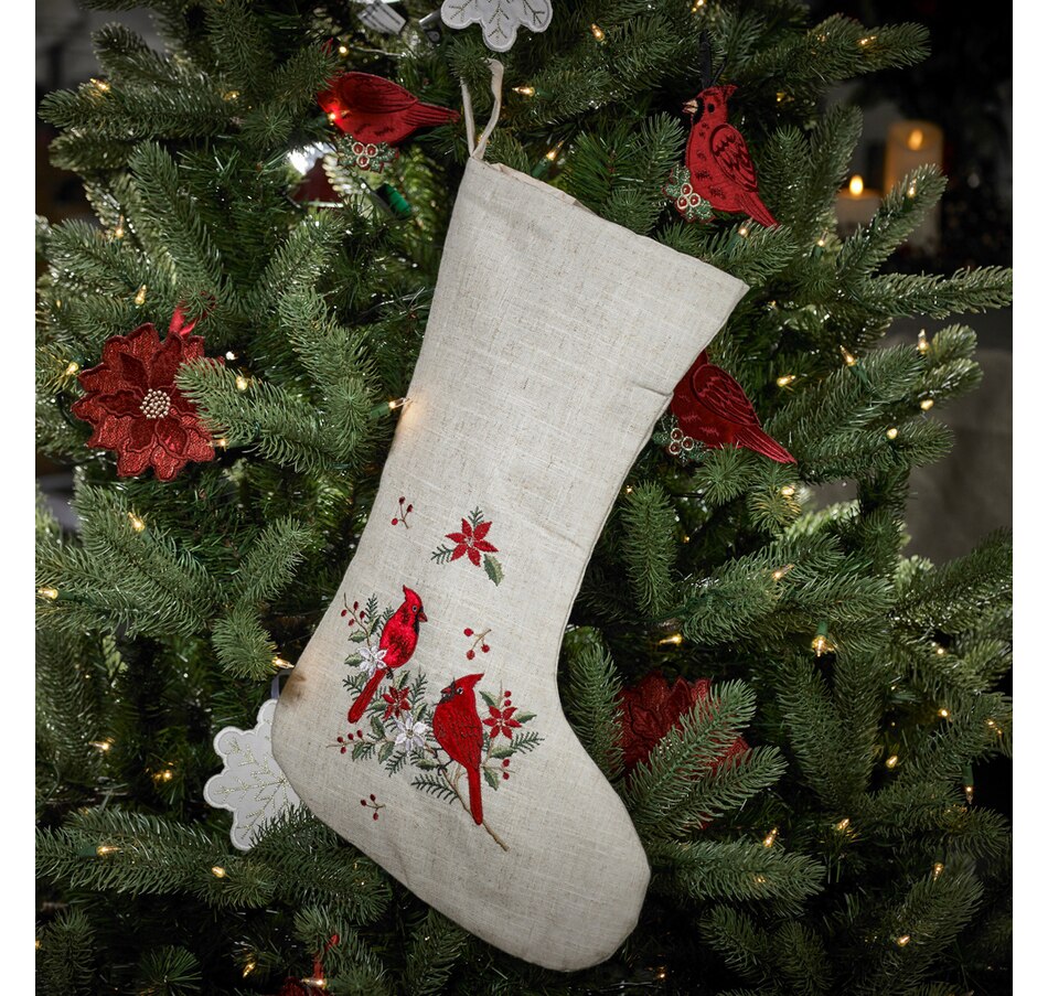 Image 213338.jpg, Product 213-338 / Price $34.99, Mera Linens Cardinal Friends Stocking - Set of 2 from Mera Linens on TSC.ca's Home & Garden department