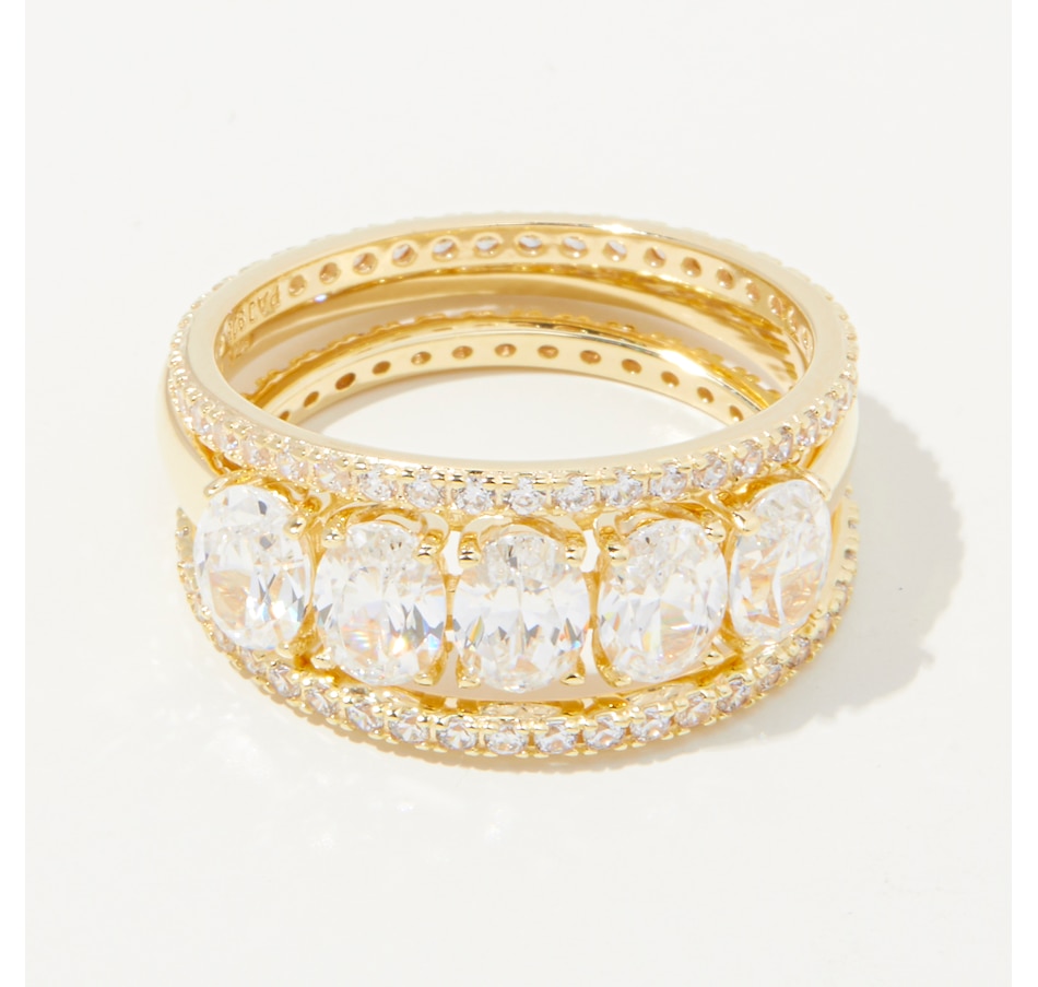 Image 213358_GPOVL.jpg, Product 213-358 / Price $149.99, Diamonelle Sterling Silver Shaped Ring with Two Eternity Bands from Diamonelle on TSC.ca's Jewellery department