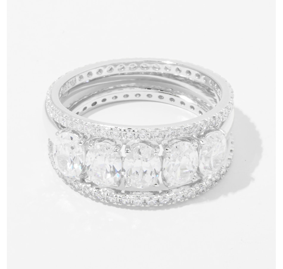 Image 213358_RHOVL.jpg, Product 213-358 / Price $149.99, Diamonelle Sterling Silver Shaped Ring with Two Eternity Bands from Diamonelle on TSC.ca's Jewellery department