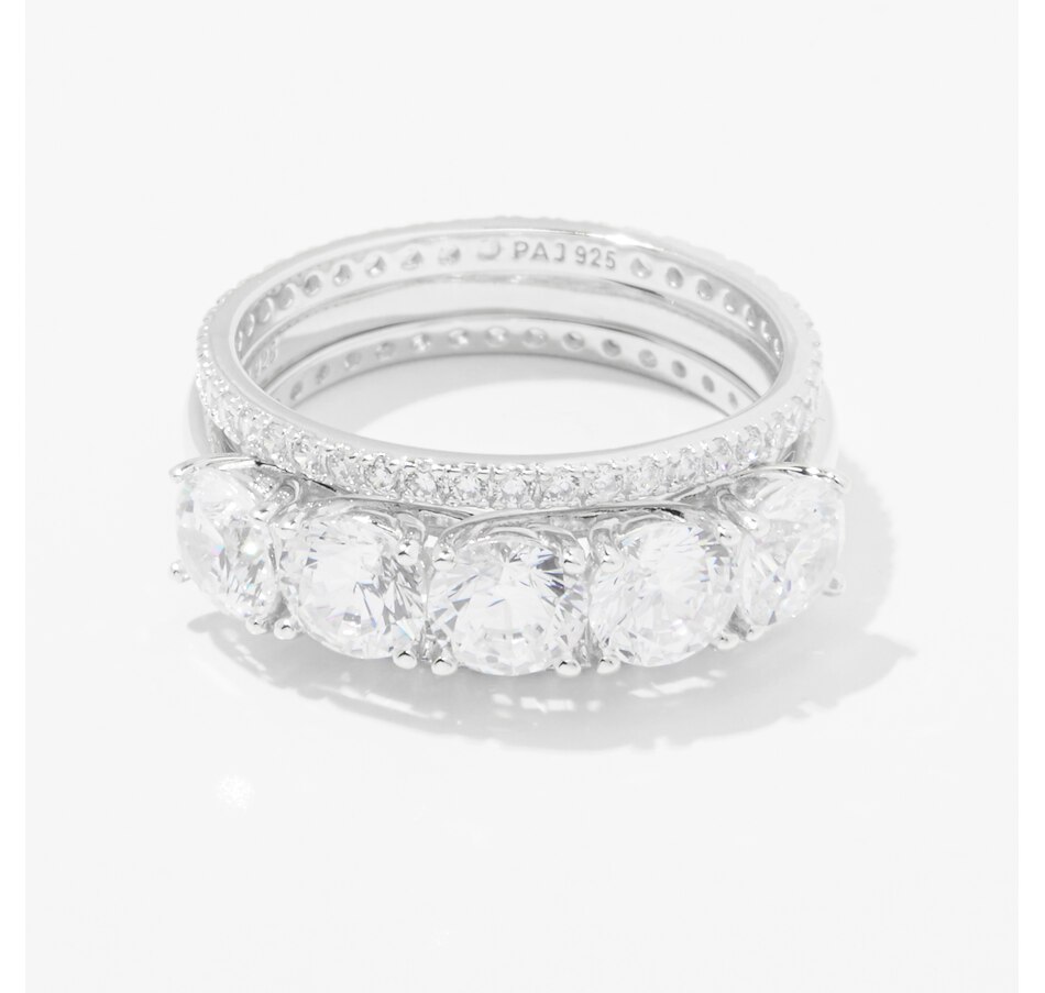 Image 213358_RHRND.jpg, Product 213-358 / Price $149.99, Diamonelle Sterling Silver Shaped Ring with Two Eternity Bands from Diamonelle on TSC.ca's Jewellery department