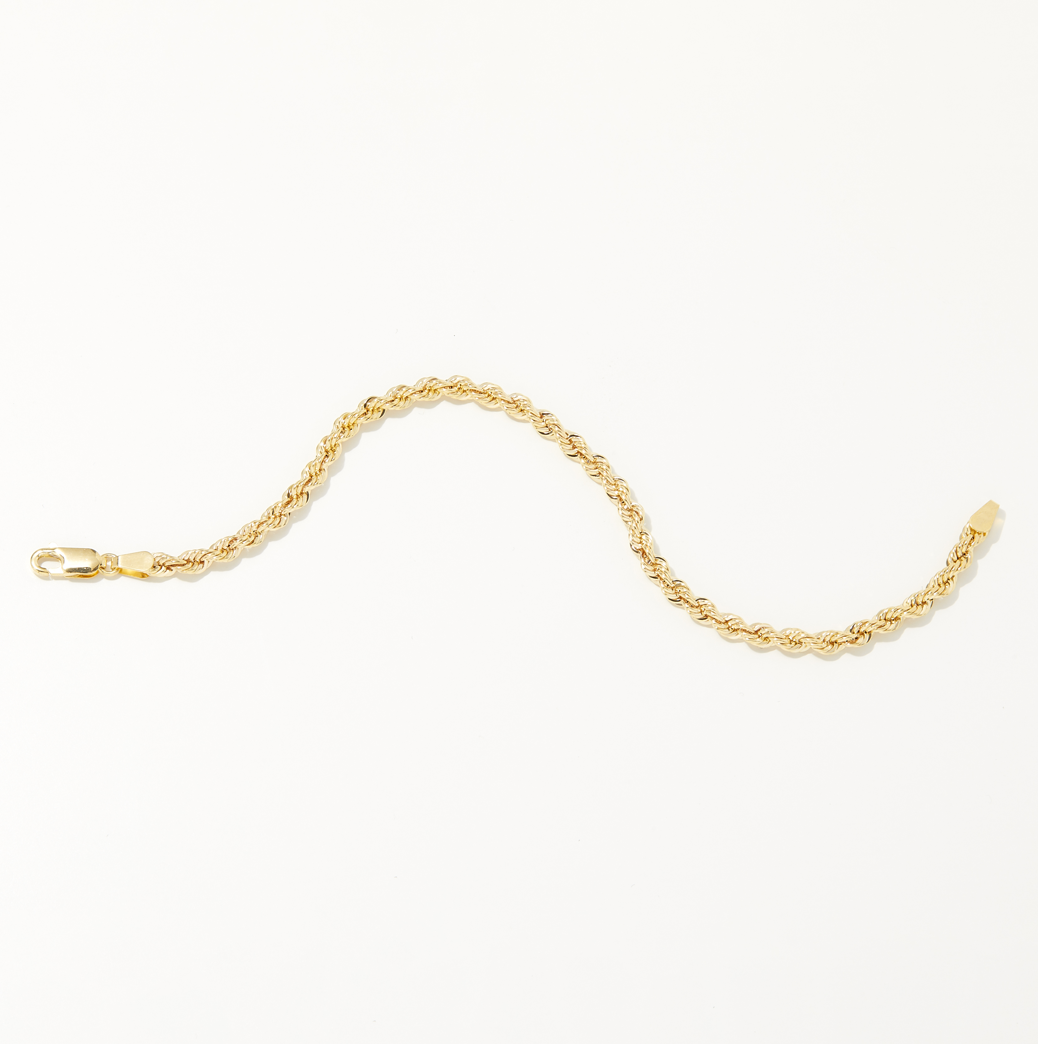 Real 10K Yellow Gold Rope Bracelet – 7 Inches, 4mm Thick – Men's & Ladies' With Lobster Clasp