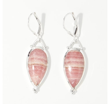 Himalayan Gems Sterling Silver Gemstone Leverback Earrings