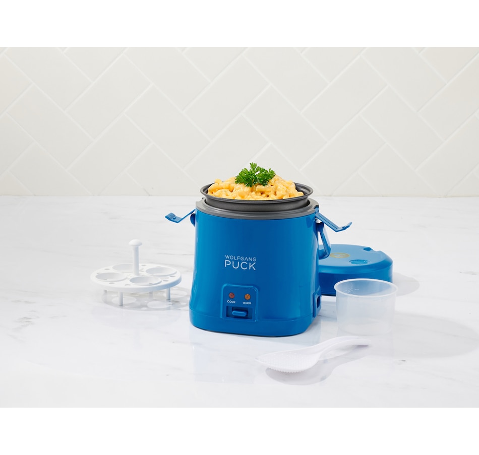 Wolfgang Puck Portable Mini Rice Cooker w/Spoon 1.5 Cup Blue