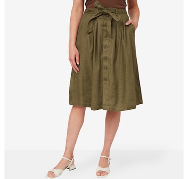 NYDJ Button Front Midi Skirt with Front Tie