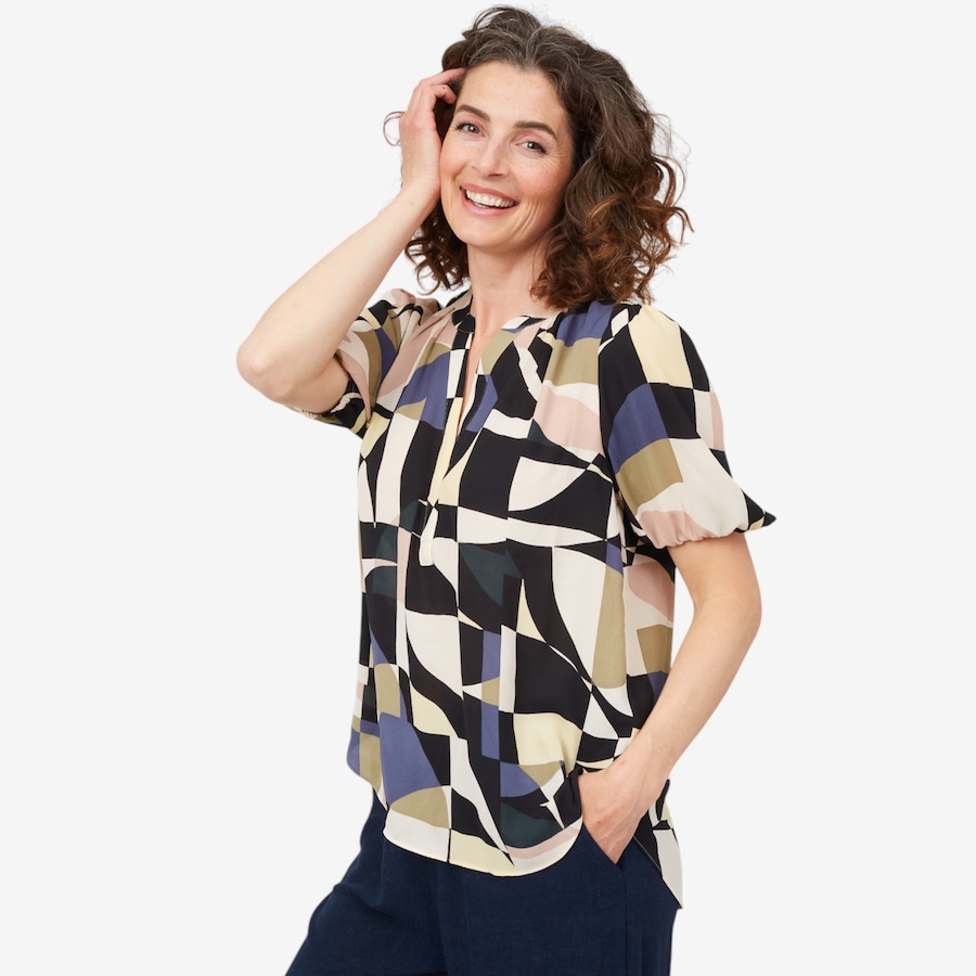 Image 214063_LAGDA.jpg, Product 214-063 / Price $39.33, NYDJ Short Sleeve Puff Sleeve Popover Blouse from NYDJ on TSC.ca's Fashion department