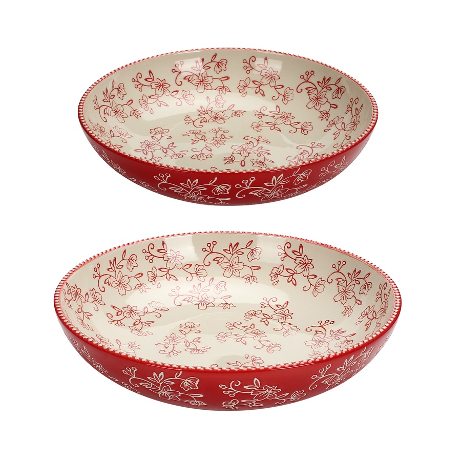 Image 215284_FLRED.jpg, Product 215-284 / Price $44.99, temp-tations 3-Quart and Four-Quart Shallow Bowl Set from temp-tations on TSC.ca's Kitchen department