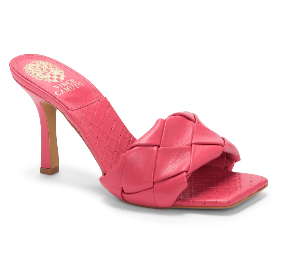  Vince Camuto Women's Footwear Women's Brelanie Woven Strap  Dress Mule Heeled Sandal, Dulce DE Leche, 8
