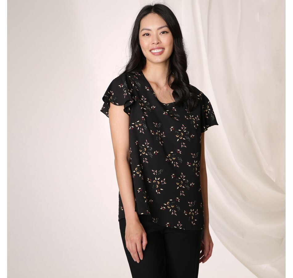 Image 215416_BLK.jpg, Product 215-416 / Price $19.33, Mr. Max Printed Crepe Flutter Sleeve Top from Mr. Max on TSC.ca's Fashion department