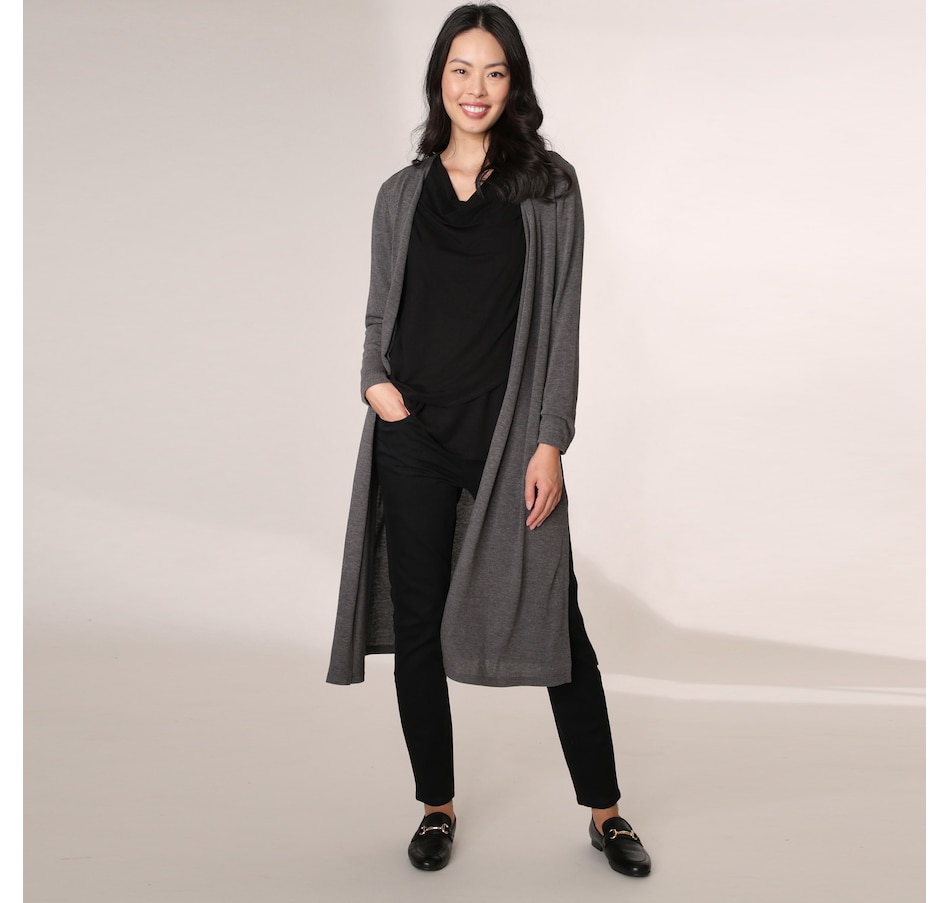 Image 215421_GRY.jpg , Product 215-421 / Price $49.88 , Mr. Max Lou Lou Knit Long Duster with Side Slit Detail from Mr. Max on TSC.ca's Clothing & Shoes department