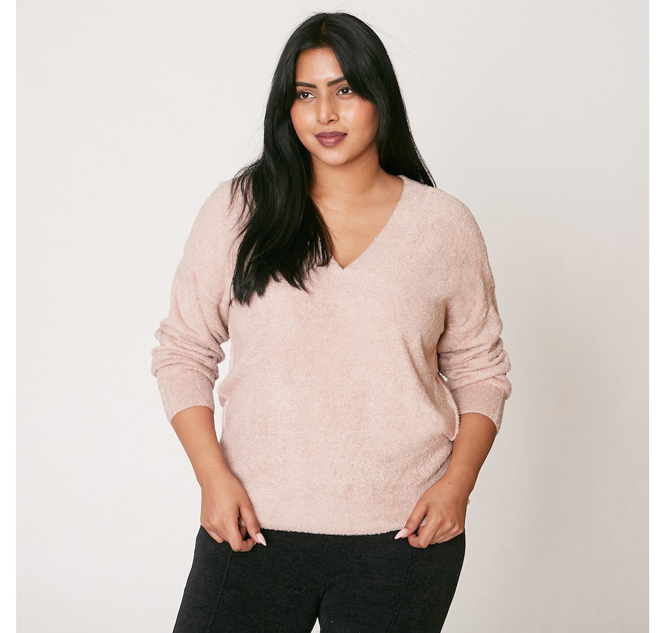 Image 215515_PNKCL.jpg, Product 215-515 / Price $59.33, Barefoot Dreams Cozy Chic Lite V-Neck Seamed Pullover from Barefoot Dreams on TSC.ca's Fashion department