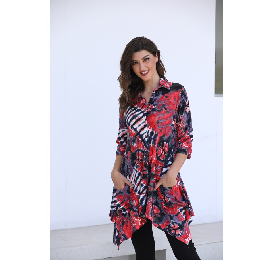 Image 215692_FUS.jpg, Product 215-692 / Price $24.33, Orange Fashion Village Sharkbite Hem Button Front Tunic from Orange Fashion Village on TSC.ca's Fashion department