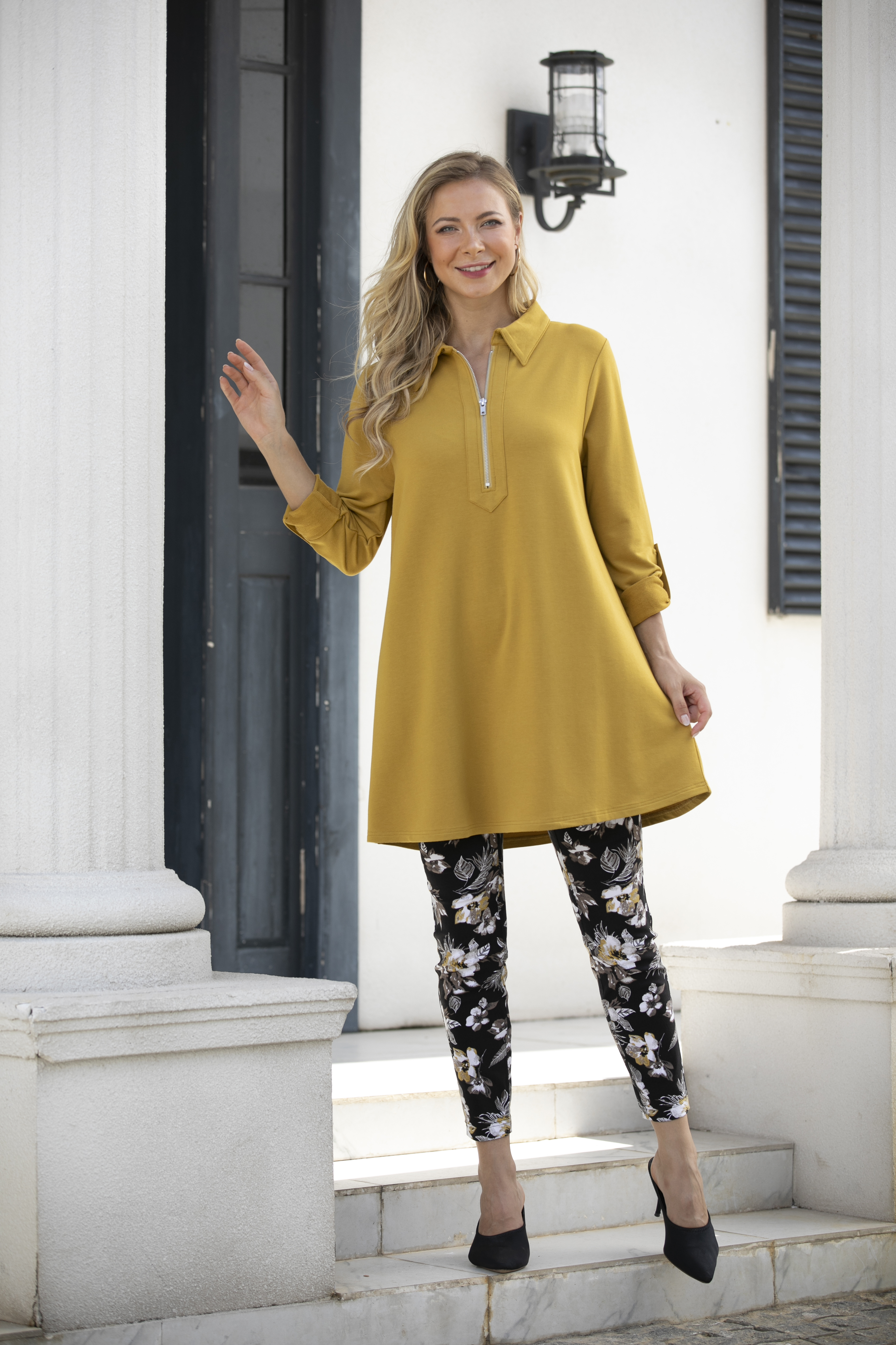 Orange Fashion Village Bamboo Baby French Terry Zip Tunic - TSC.ca