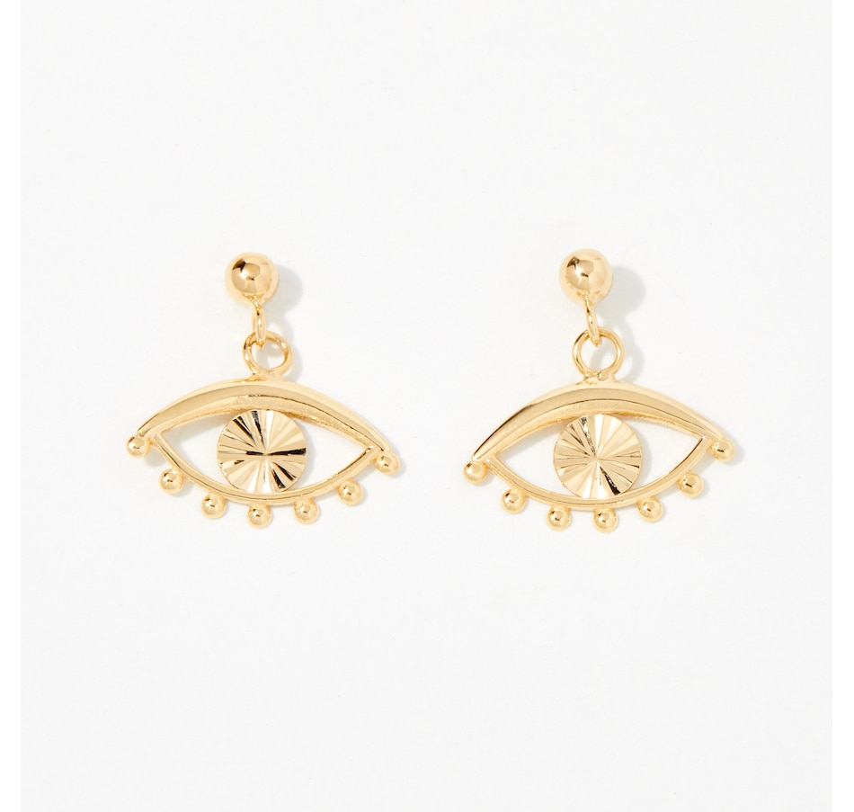 Image 215767.jpg, Product 215-767 / Price $149.99, TruGold 10K Yellow Gold Diamond-Cut Evil Eye Earrings from TruGold on TSC.ca's Jewellery department