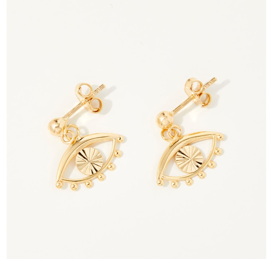 Image 215767_ALTMORE1.jpg, Product 215-767 / Price $149.99, TruGold 10K Yellow Gold Diamond-Cut Evil Eye Earrings from TruGold on TSC.ca's Jewellery department