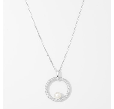 Charles Garnier Sterling Silver Rhodium Plate "Venus" Freshwater Pearl Pendant Necklace