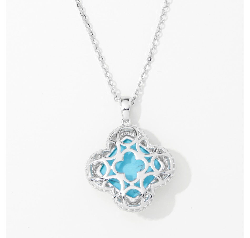 Image 215807_ALTMORE1.jpg, Product 215-807 / Price $199.99, Charles Garnier Sterling Silver Rhodium Plate "Bliss" Mother of Pearl, Synthetic Turquoise Crystal Triplet and Cubic Zirconia Pendant Necklace from Charles Garnier on TSC.ca's Jewellery department
