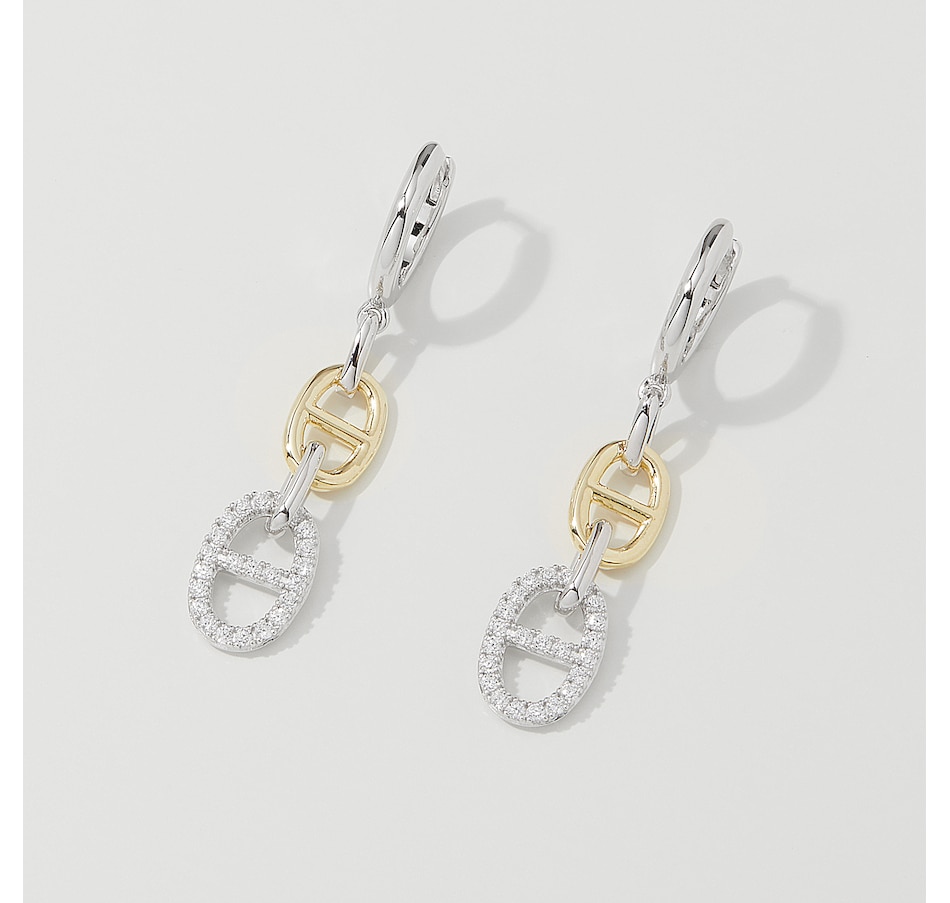 Image 215824.jpg, Product 215-824 / Price $129.99, Charles Garnier Two Tone Mariner Link Cubic Zirconia Dangle Hoop Earrings from Charles Garnier on TSC.ca's Jewellery department