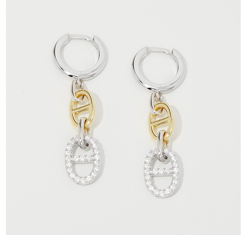 Image 215824_ALTMORE1.jpg, Product 215-824 / Price $129.99, Charles Garnier Two Tone Mariner Link Cubic Zirconia Dangle Hoop Earrings from Charles Garnier on TSC.ca's Jewellery department