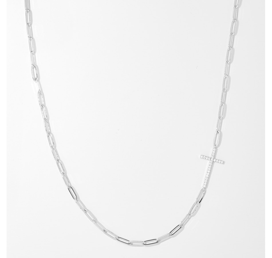 Image 215826.jpg, Product 215-826 / Price $169.99, Charles Garnier Sterling Silver Paperclip Cubic Zirconia Cross Chain Necklace from Charles Garnier on TSC.ca's Jewellery department