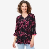 Mr. Max Brazil Knit Print Tunic with Chiffon Ruffle Detail