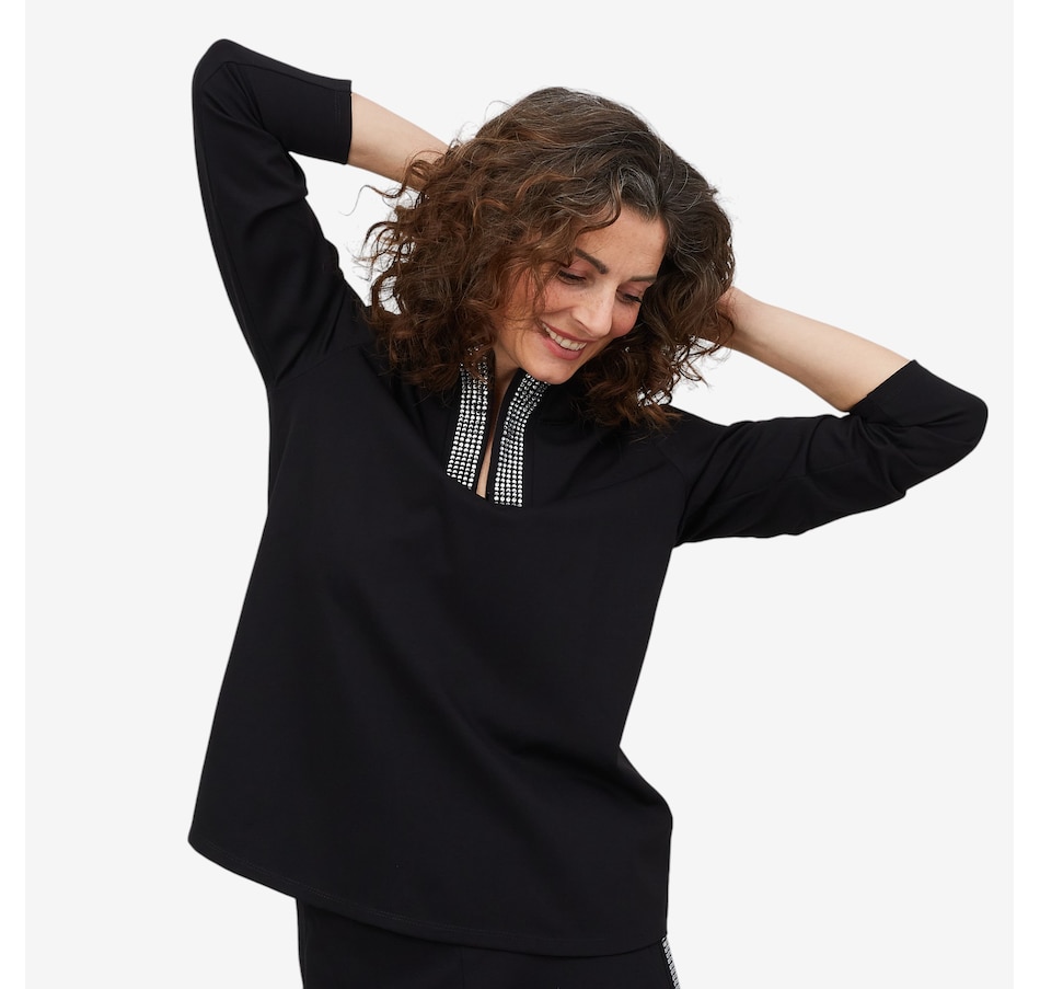 Image 215905_BLK.jpg, Product 215-905 / Price $29.33, Mr. Max Nova Knit Half-Zip Top with Embellishment Detail from Mr. Max on TSC.ca's Fashion department