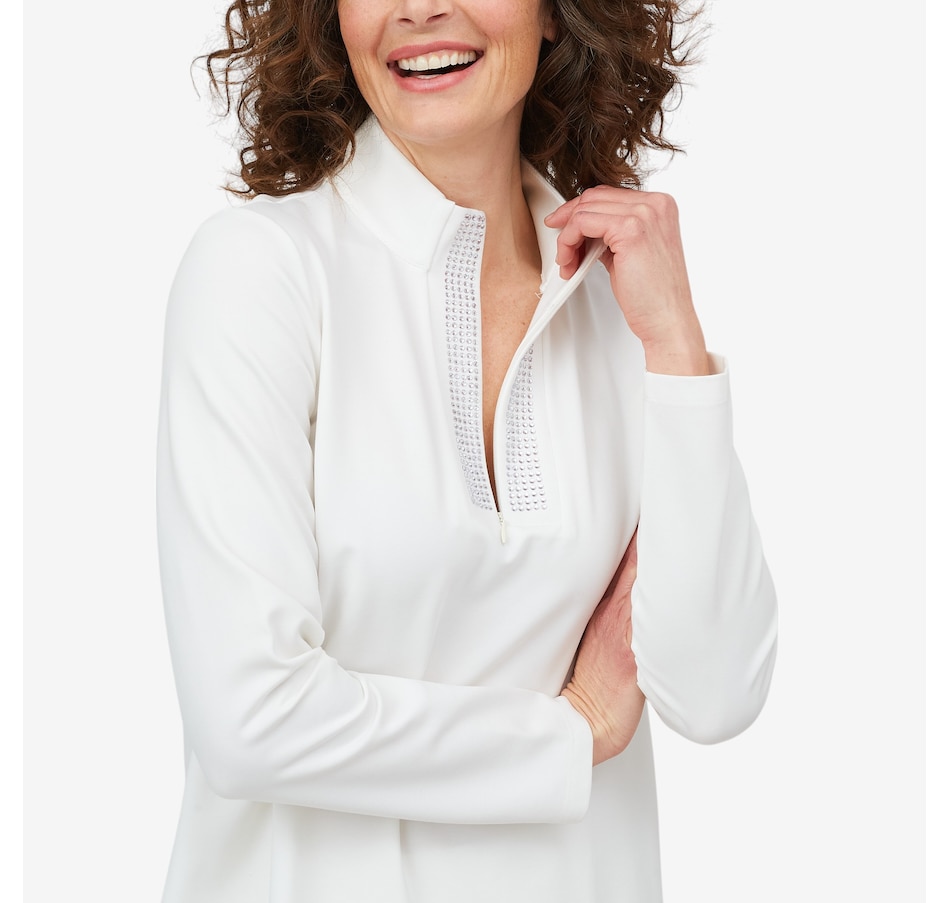 Image 215905_IVR.jpg, Product 215-905 / Price $29.33, Mr. Max Nova Knit Half-Zip Top with Embellishment Detail from Mr. Max on TSC.ca's Fashion department