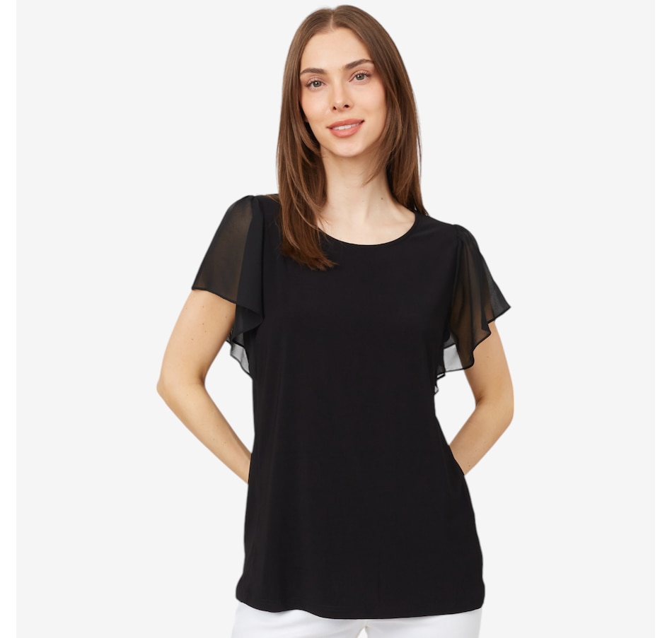 Image 216126_BLK.jpg, Product 216-126 / Price $49.88, Red Coral Flutter Sleeve Chiffon Top from Red Coral Fashions on TSC.ca's Fashion department