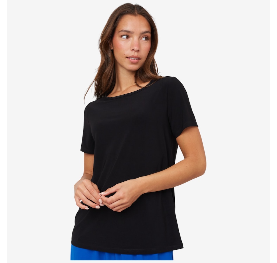 Image 216144_BLK.jpg, Product 216-144 / Price $17.33, Kim & Co. Deluxe Brazil Knit Short Sleeve Conny Top from Kim & Co. on TSC.ca's Fashion department