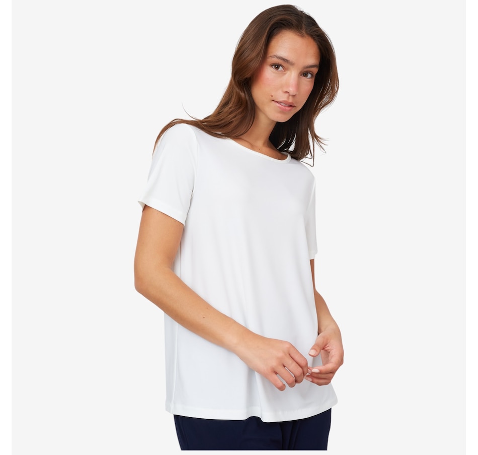 Image 216144_ECR.jpg, Product 216-144 / Price $17.33, Kim & Co. Deluxe Brazil Knit Short Sleeve Conny Top from Kim & Co. on TSC.ca's Fashion department