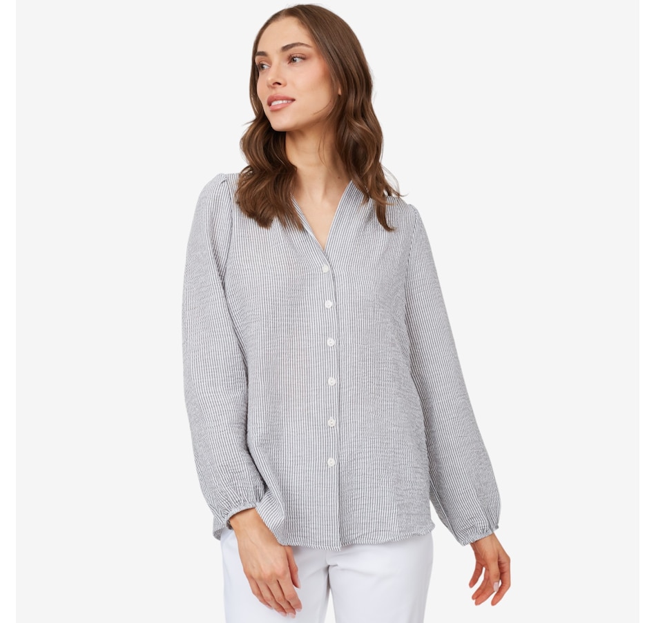 Kim & Co. Striped Claudine Blouse