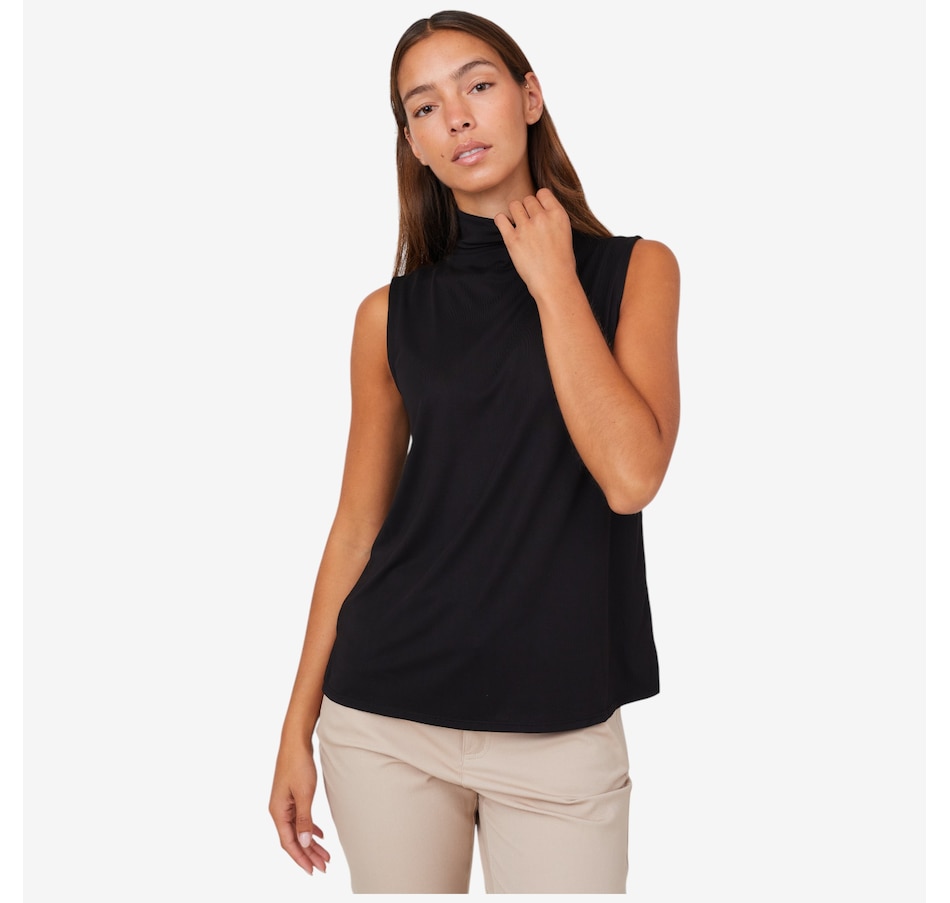 Image 216195_BLK.jpg, Product 216-195 / Price $54.88, Wynne Style Sueded Jersey Sleeveless Mock Neck Top from Wynnelayers on TSC.ca's Fashion department