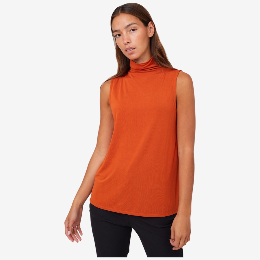 Image 216195_CIN.jpg, Product 216-195 / Price $39.88, Wynne Style Sueded Jersey Sleeveless Mock Neck Top from Wynnelayers on TSC.ca's Fashion department