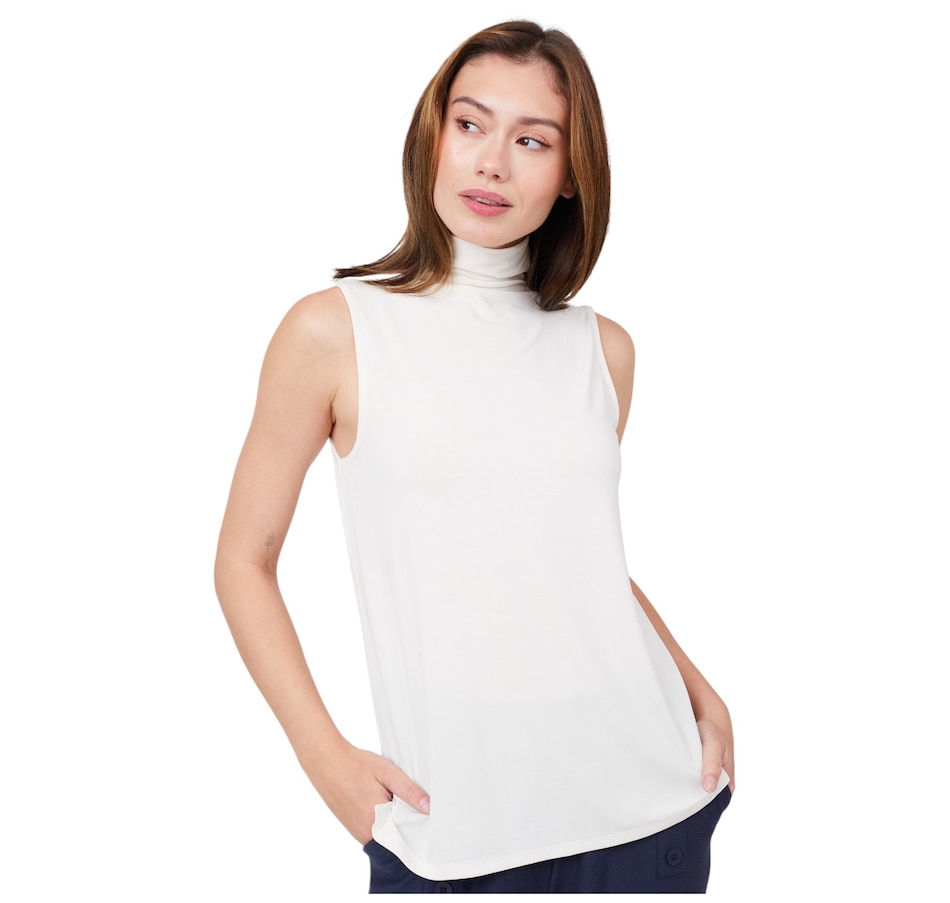 Image 216195_CRM.jpg, Product 216-195 / Price $54.88, Wynne Style Sueded Jersey Sleeveless Mock Neck Top from Wynnelayers on TSC.ca's Fashion department