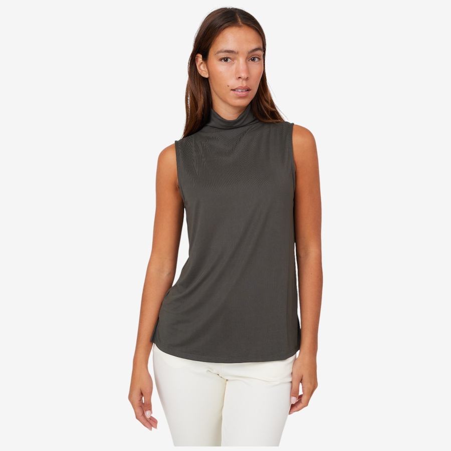 Image 216195_HGR.jpg, Product 216-195 / Price $39.88, Wynne Style Sueded Jersey Sleeveless Mock Neck Top from Wynnelayers on TSC.ca's Fashion department