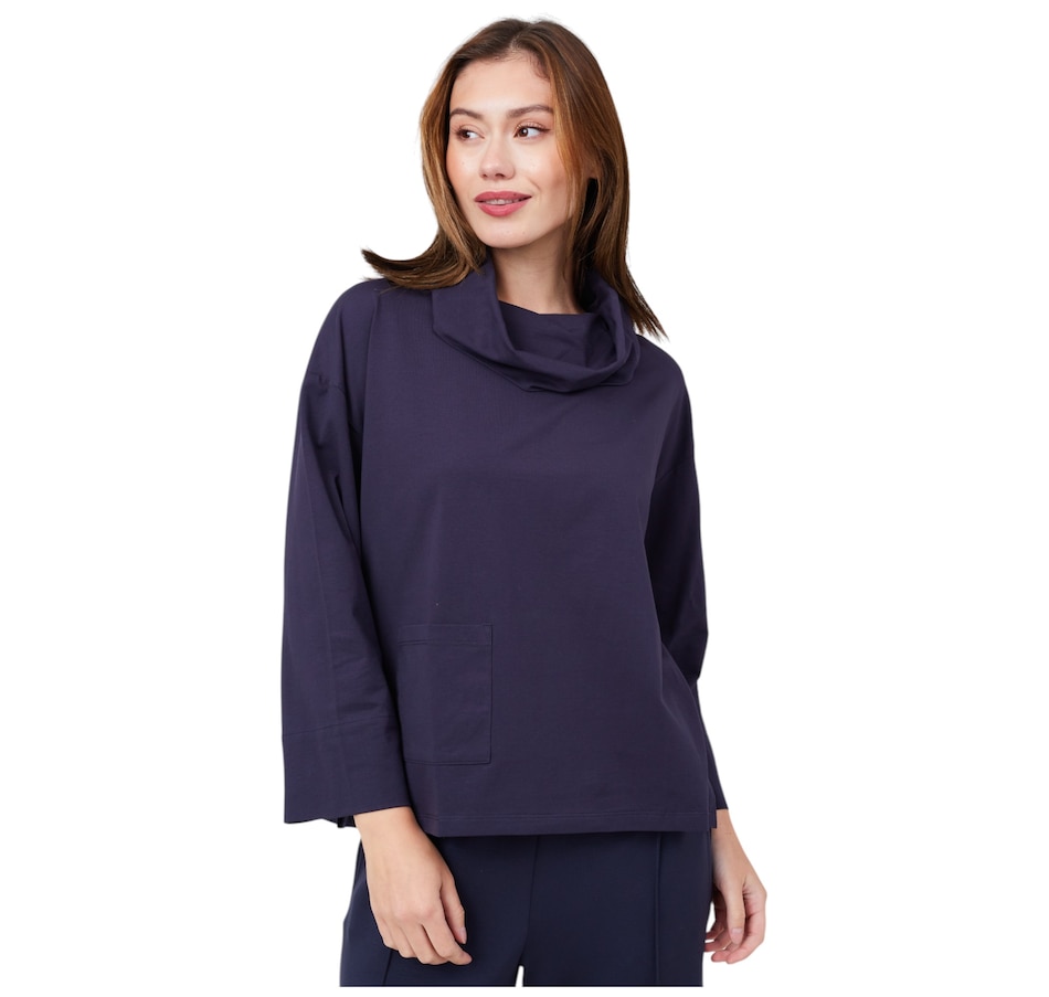 Image 216196_NVY.jpg, Product 216-196 / Price $59.90, Wynne Style Cotton Span Cowl Neck with Pocket from Wynnelayers on TSC.ca's Fashion department