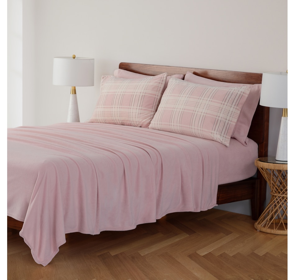 Image 216645_RSE.jpg, Product 216-645 / Price $59.88, Berkshire Blanket Polar Fleece Solid Sheet Set with Extra Plaid Pillowcases from Berkshire on TSC.ca's Home & Garden department