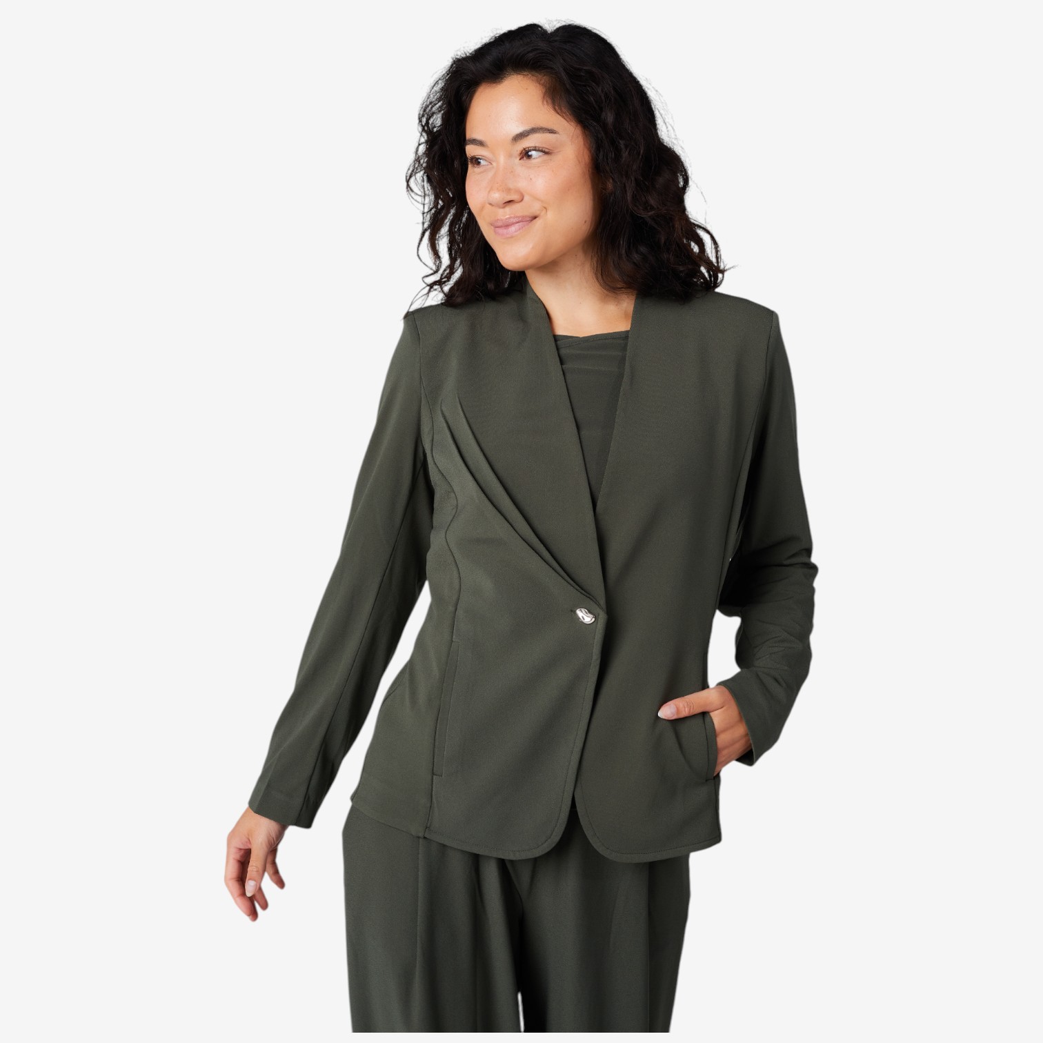 Wynne Style Luxe Crepe Jacket with Metal Button - TSC.ca