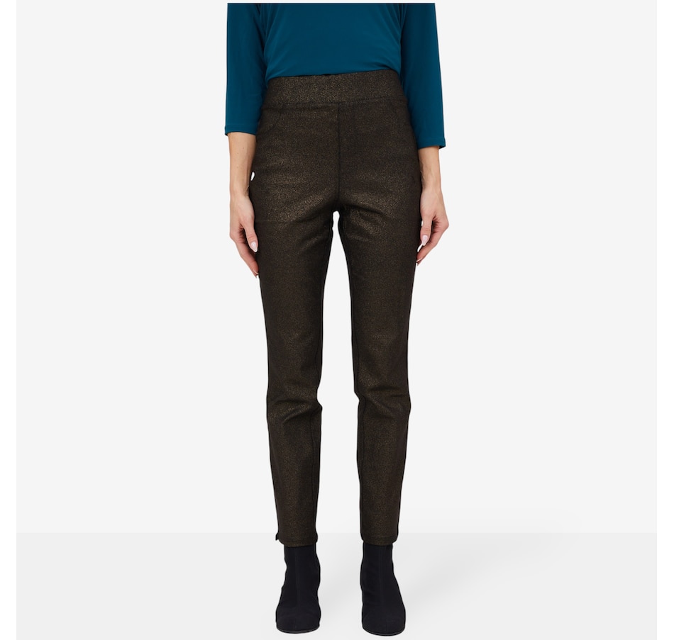Image 216682_BLK.jpg, Product 216-682 / Price $39.88, Nina Leonard Foiled Millennium Pant with Faux Front Pockets from Nina Leonard on TSC.ca's Fashion department
