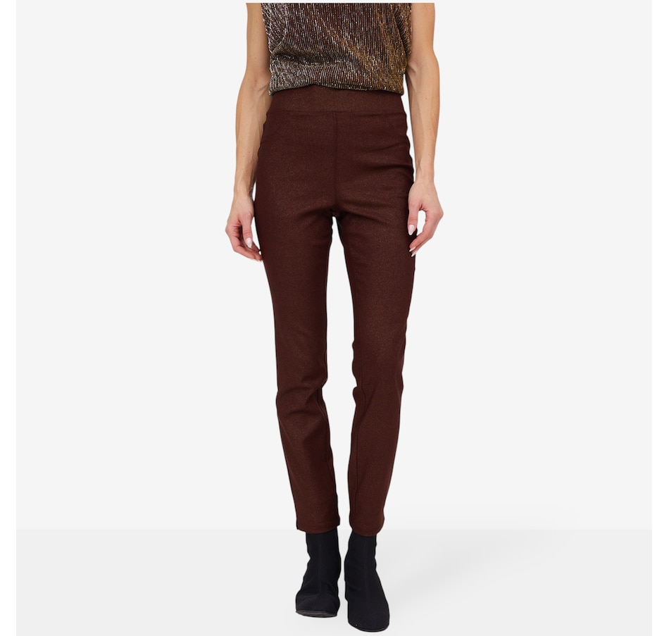 Image 216682_CHO.jpg, Product 216-682 / Price $39.88, Nina Leonard Foiled Millennium Pant with Faux Front Pockets from Nina Leonard on TSC.ca's Fashion department