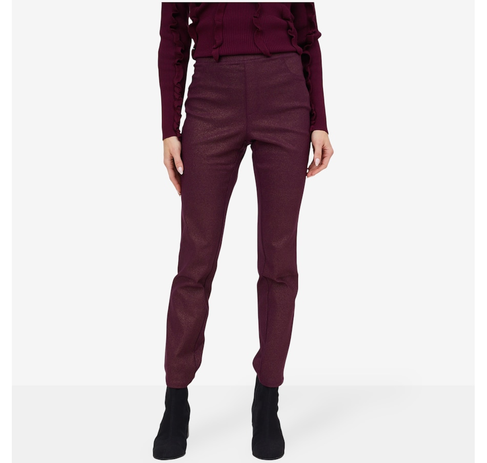 Image 216682_RSN.jpg, Product 216-682 / Price $39.88, Nina Leonard Foiled Millennium Pant with Faux Front Pockets from Nina Leonard on TSC.ca's Fashion department