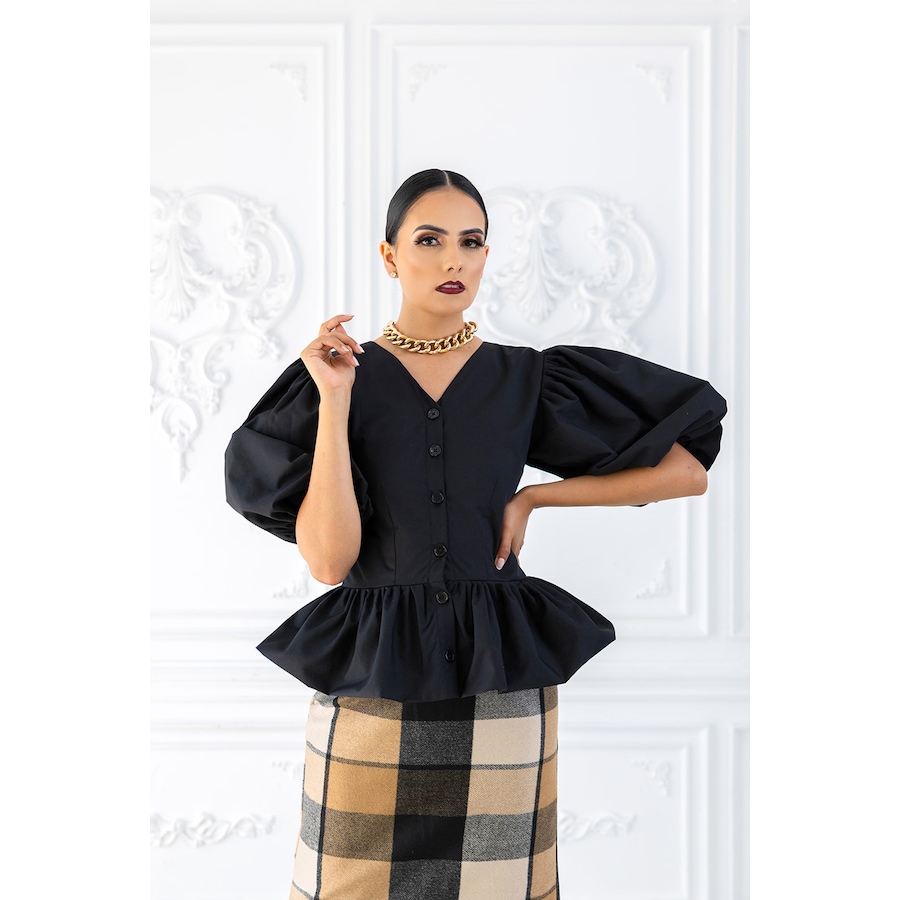 Image 216750_BLK.jpg, Product 216-750 / Price $94.88, Kaela Kay Button Front Peplum Top from Kaela Kay on TSC.ca's Fashion department