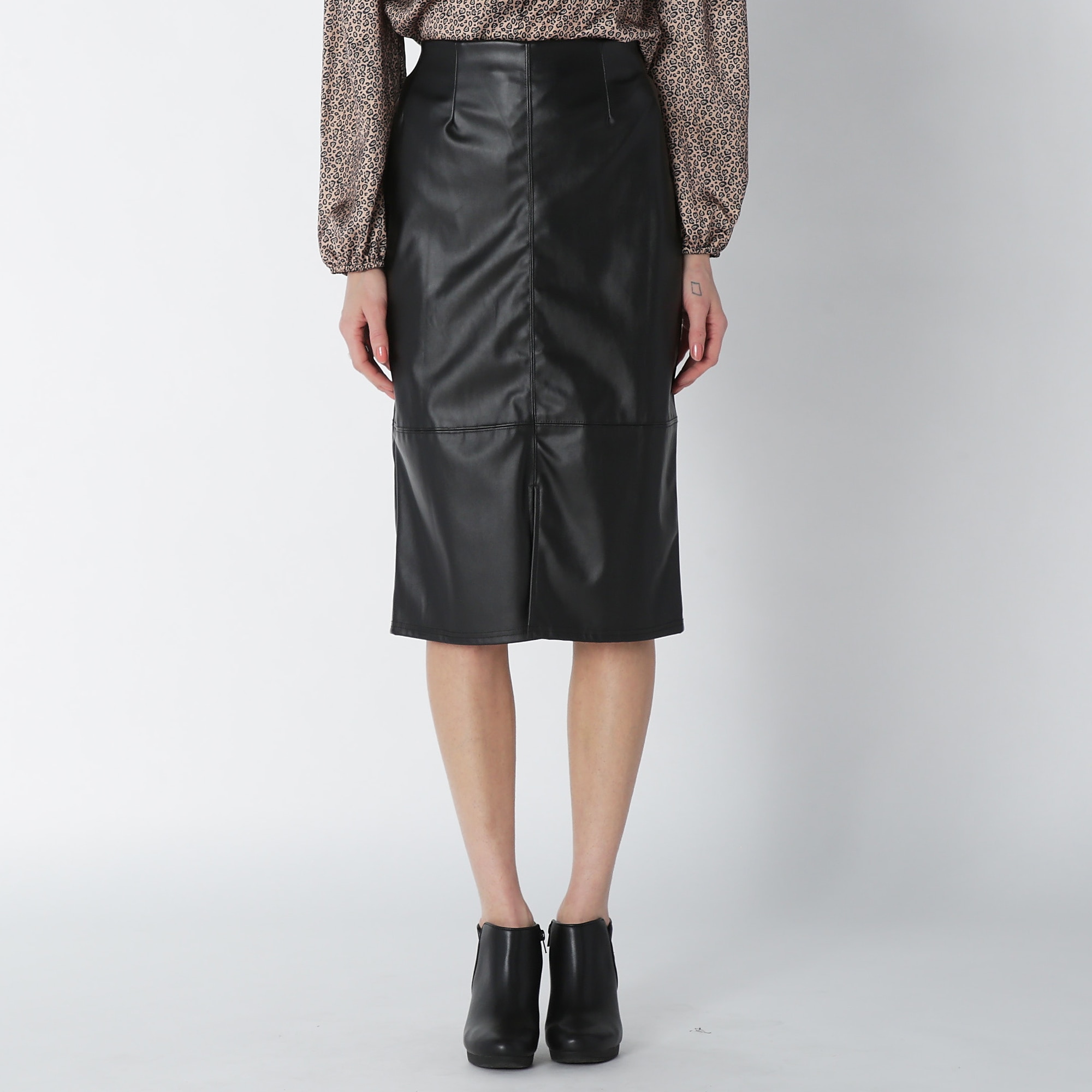 Knee length faux on sale leather pencil skirt