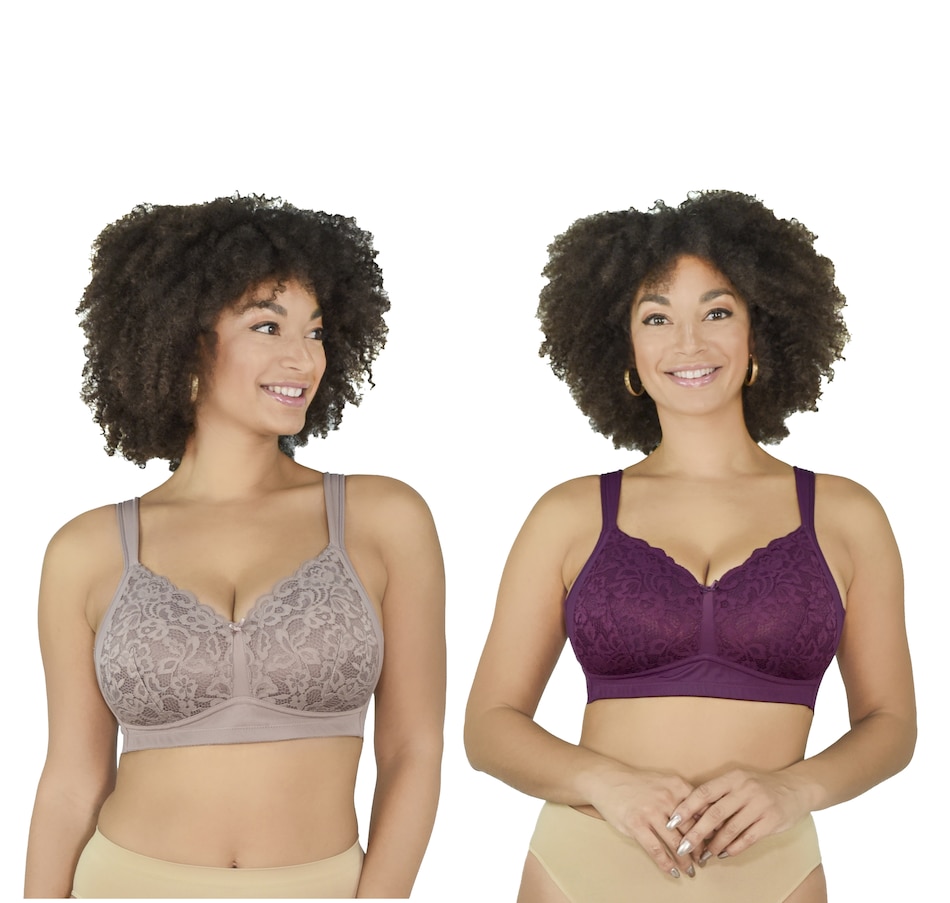 Rhonda Shear 2-pack Flat Lace Bra with Removable Pads