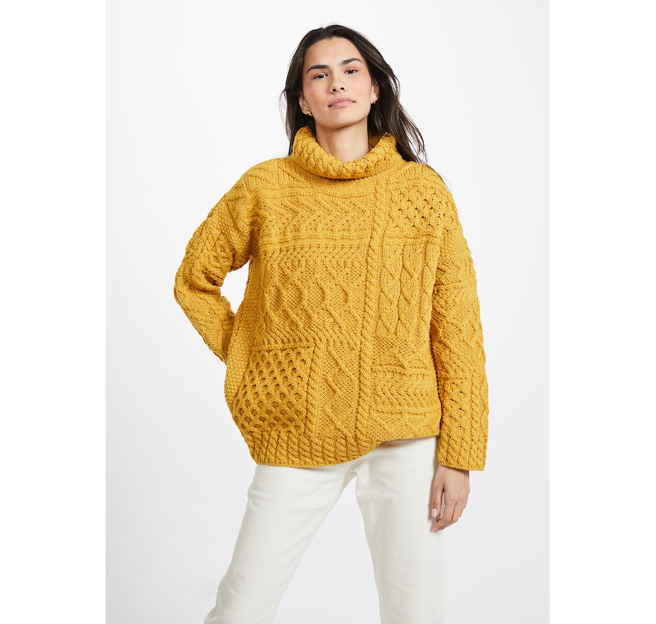 Aran Cable Knit Sweater- Mustard Yellow