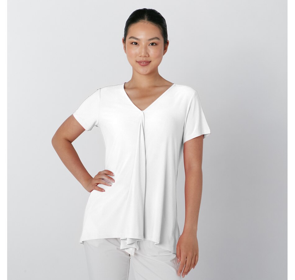 Nina Leonard V-Neck Cascade Top