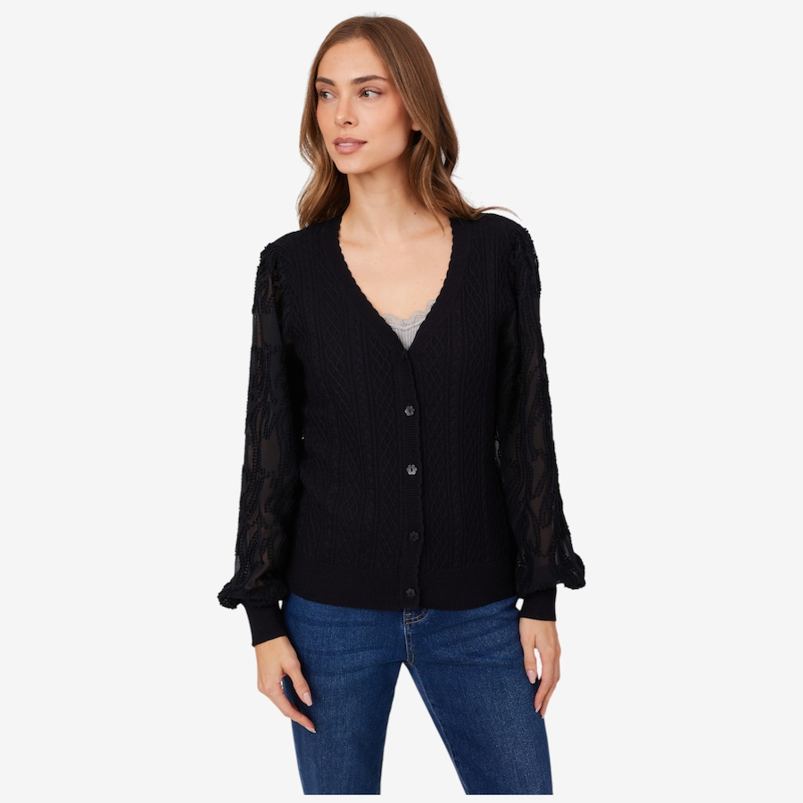 Image 217672_BLK.jpg, Product 217-672 / Price $24.33, Tower Hill by Christie Brinkley Mixed Media Cable Knit Sweater from Tower Hill on TSC.ca's Fashion department
