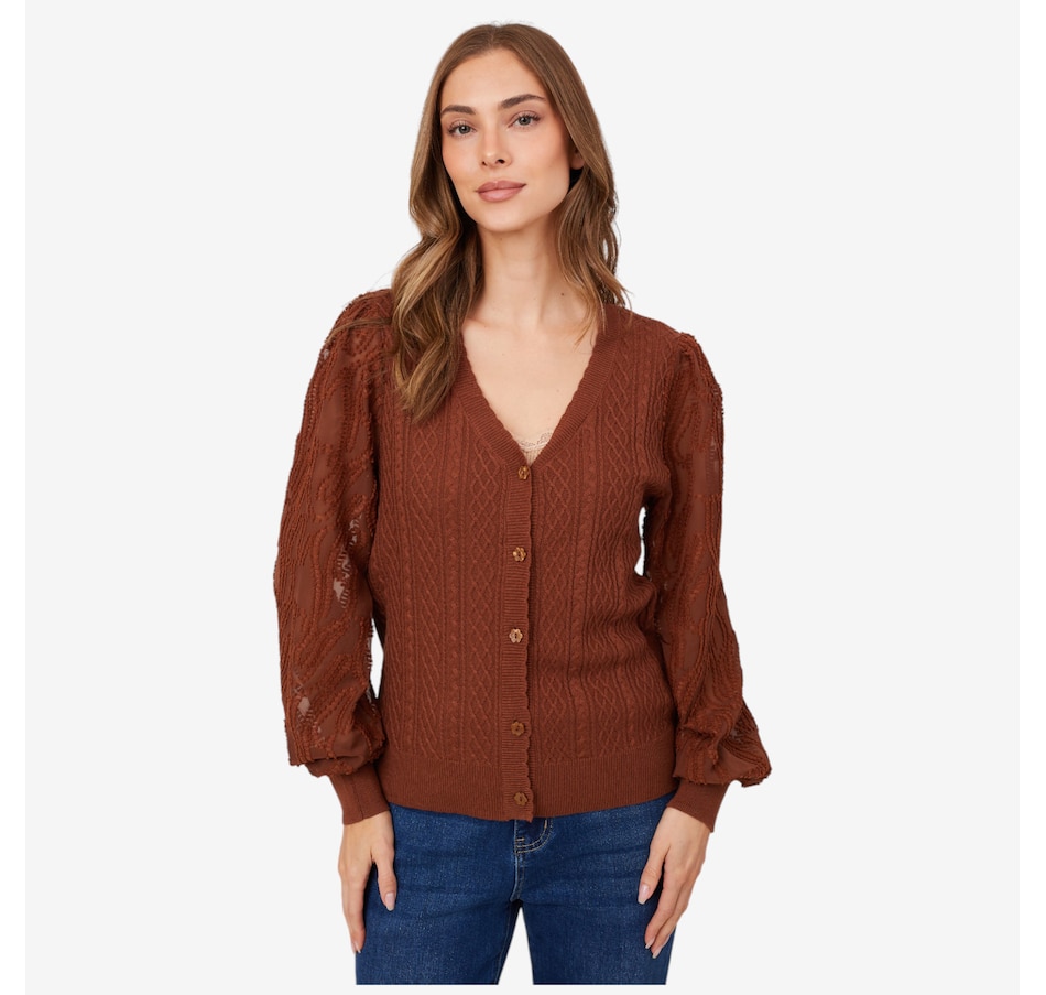 Image 217672_TOF.jpg, Product 217-672 / Price $24.33, Tower Hill by Christie Brinkley Mixed Media Cable Knit Sweater from Tower Hill on TSC.ca's Fashion department