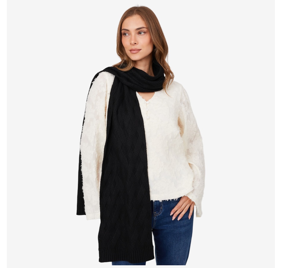 Image 217680_BLK.jpg, Product 217-680 / Price $29.88, Tower Hill by Christie Brinkley Cabled Scarf from Tower Hill on TSC.ca's Fashion department
