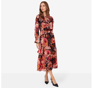 TWRHLL by Christie Brinkley Ruffle Chiffon Dress