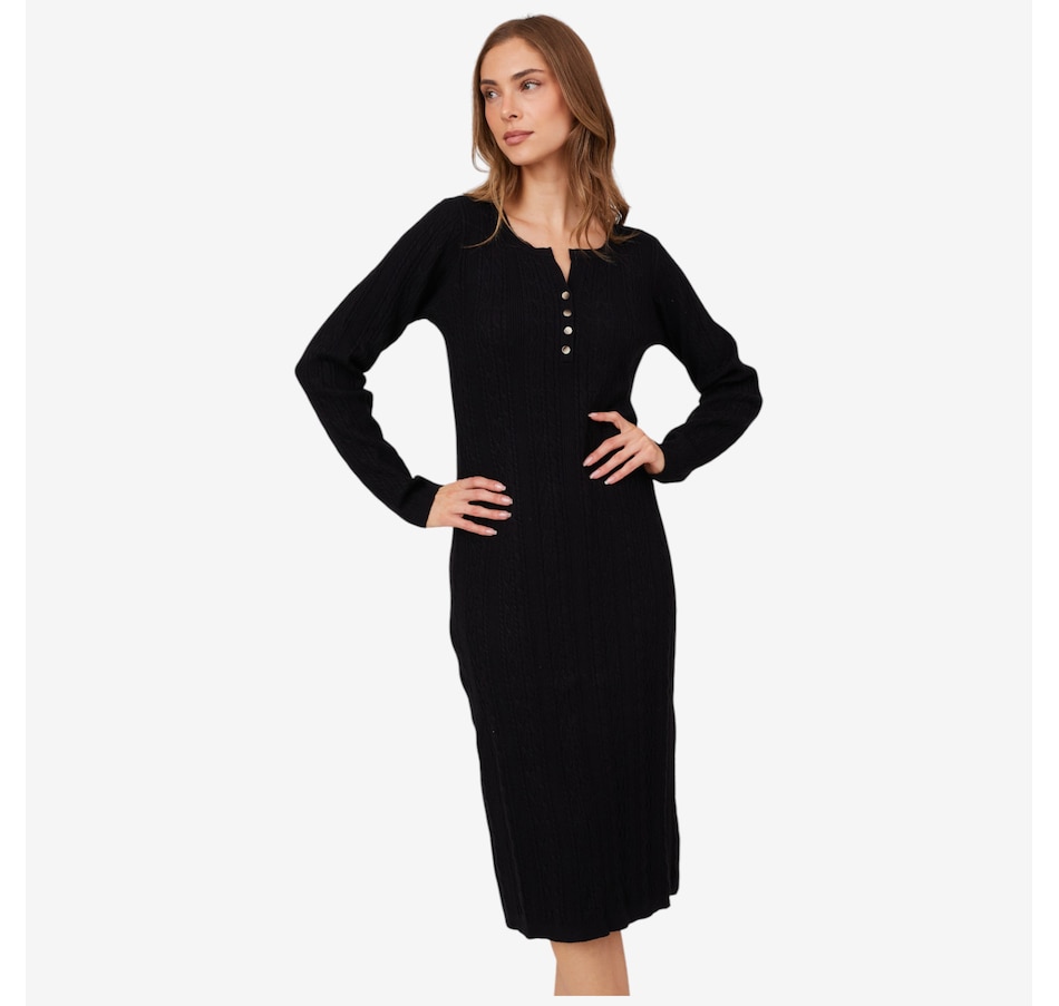 Image 217687_BLK.jpg, Product 217-687 / Price $64.88, TWRHLL by Christie Brinkley Cable Knit Dress from TWRHLL by Christie Brinkley on TSC.ca's Fashion department